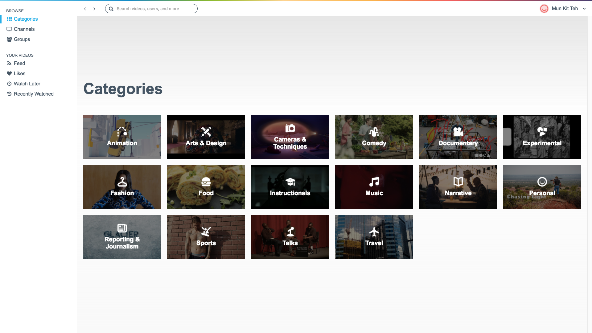 Categories Page